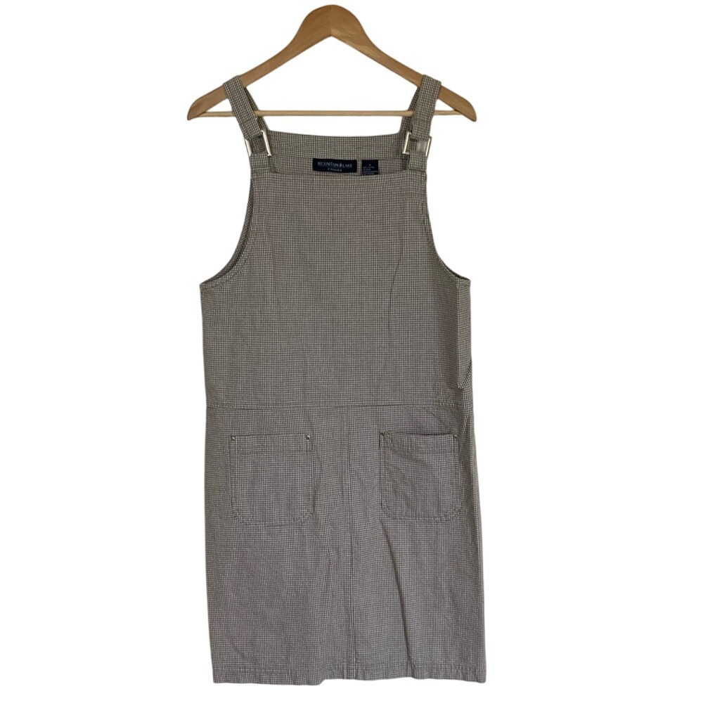 Mountain Lake Womens Dress Jumper Tan White Gingham Check Size M Granola‎ Girl